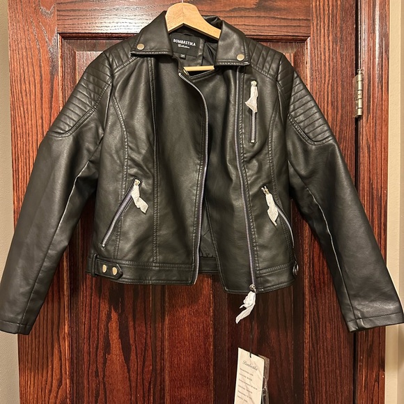 Bombastik Jackets & Blazers - NWT Bombastika Collection Black Leather Moto Jacket Women's Size S